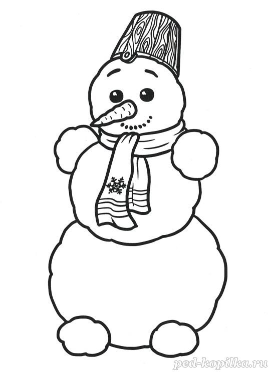 Раскраска Снеговик для детей 4-6 лет