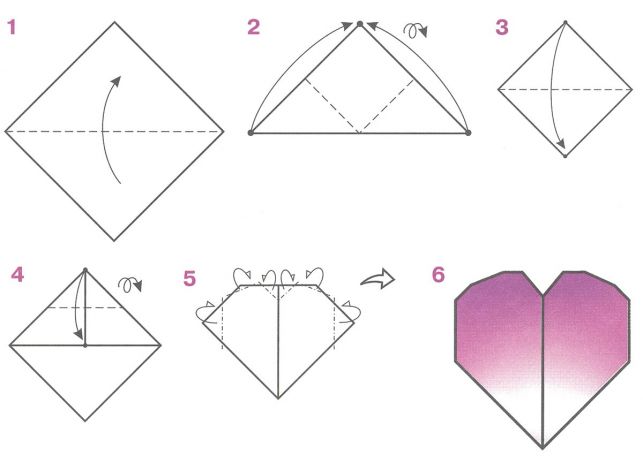 Как сделать объемные сердечки из бумаги схема