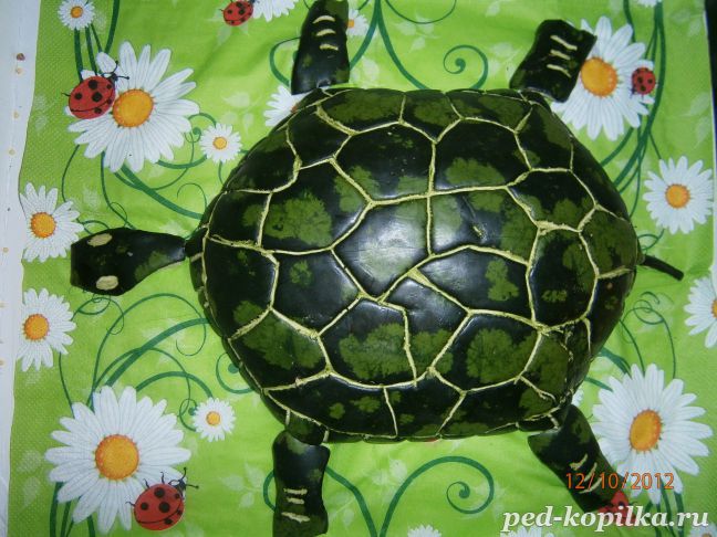 Как сделать поделку черепаху из арбуза