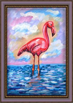 Розовый фламинго гуашью поэтапное рисование