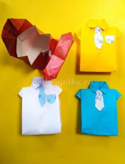 Оригами из бумаги, коробочка для подарка на выпускной бал для мальчиков : «Рубашка». Мастер-класс с пошаговыми фото