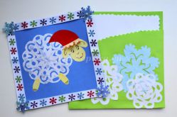 Мастер-класс «Новогодняя открытка и конверт. Стилизация овечки, символа 2015 года, на основе снежинки»