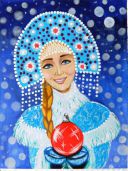 Портрет снегурочки, выполнение в цвете. Мастер-класс с пошаговым фото