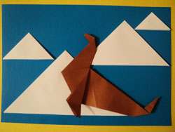 Оригами. Тюлень на льдине