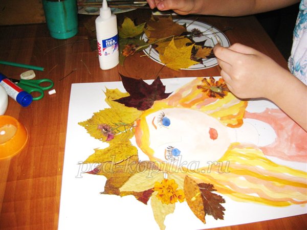 Мастер-класс: «Королева Осень», бумага, акварель, сухие листья, декорирование