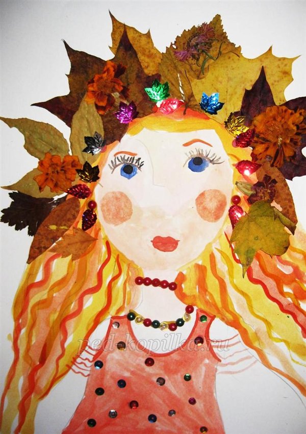 Мастер-класс: «Королева Осень», бумага, акварель, сухие листья, декорирование