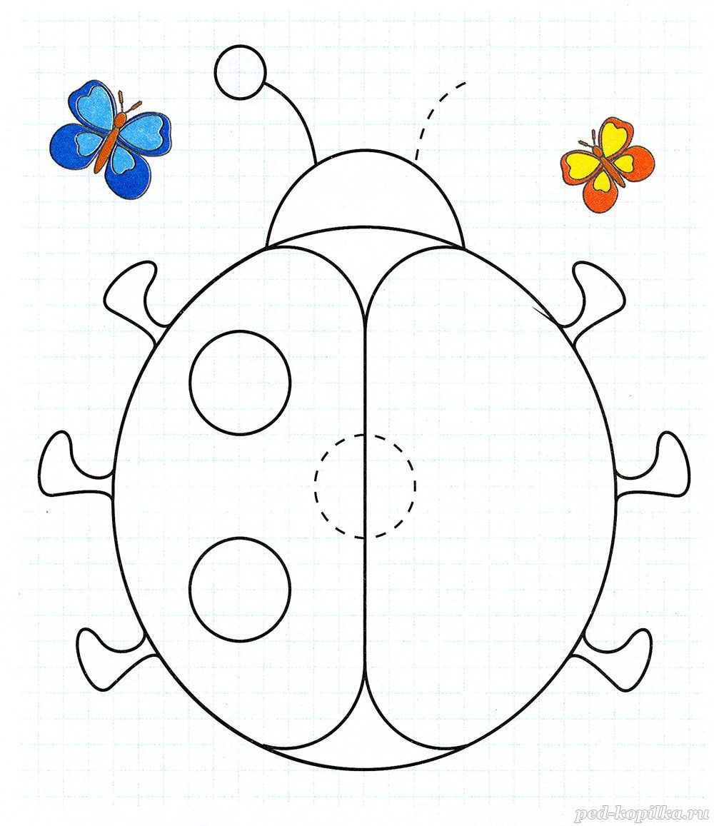 Божья коровка по точкам для детей
