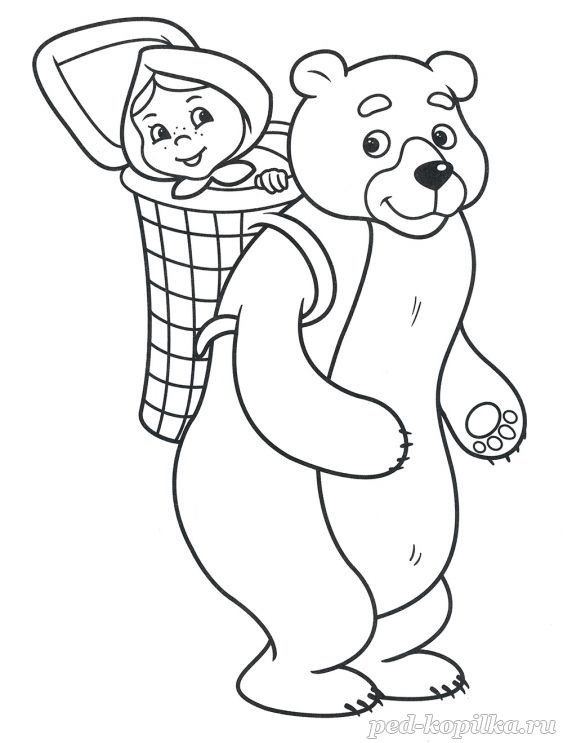 Раскраска для детей. Медведь и Маша