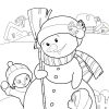 Зимняя раскраска для детей 5-8 лет. Дети и Снеговик