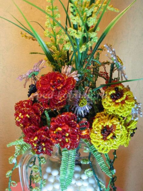 Цветы из бисера мастер класс с пошаговым фото