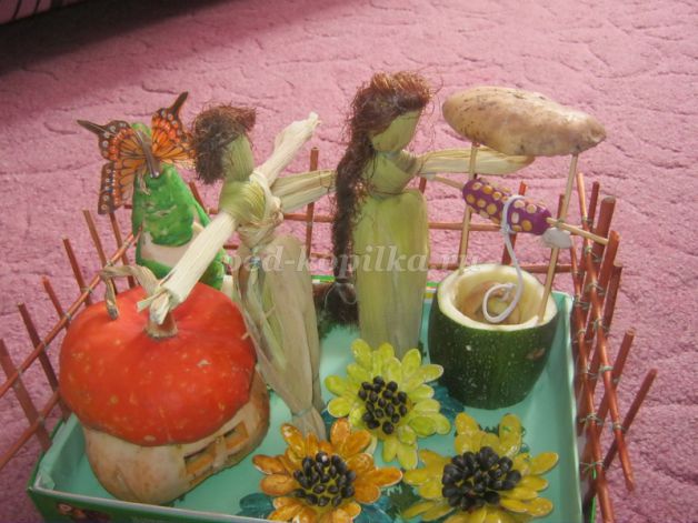 Поделки из овощей к осенней выставке в школе. Фото