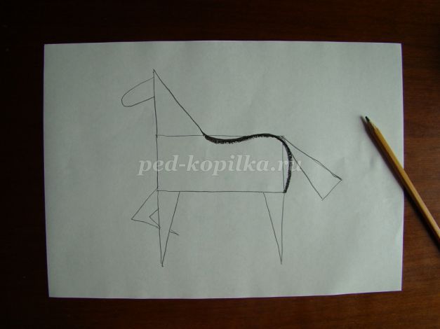 Как нарисовать лошадку ребенку 3 года