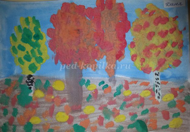 Рисунок осени красками ребенка 5 лет