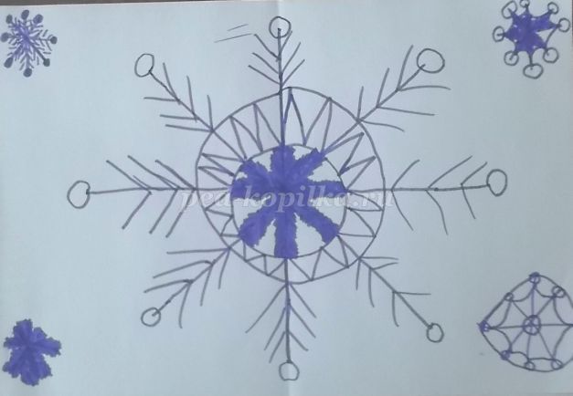 Как нарисовать снежинку ребенку 5 лет