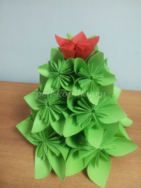 Самое простое модульное оригами елка (ёлочка), мастер класс для начинающих