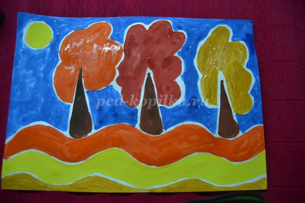 Рисунок красками на тему осень для ребенка 5 лет