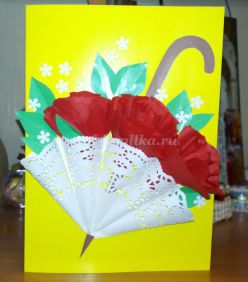 Мастер-класс по изготовлению объёмной открытки из салфеток «Зонтик с розами»