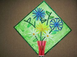 Цветы в вазе. Аппликация из бросового материала для детей 4-7 лет. Мастер-класс
