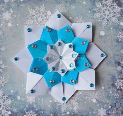 Снежинка в технике оригами. Мастер-класс с пошаговым фото.