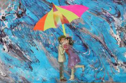 Мастер - класс по рисованию красками эбру «Под дождем» с элементами аппликации с пошаговым фото