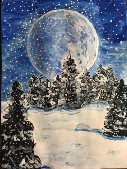 Мастер-класс рисование зимнего пейзажа «Кудесница-зима». Пошаговая инструкция с фото.