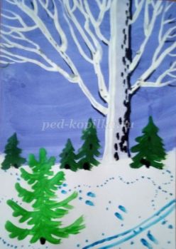 Мастер-класс по рисованию для дошкольников «Зимние пейзажи»