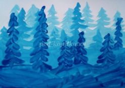 Мастер-класс по рисованию зимних пейзажей с цветовой растяжкой для школьников младших классов