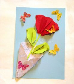 Объемная открытка из бумаги: Цветок для мамы. Подробный мастер-класс с пошаговым фото
