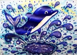 «Дельфин». Нетрадиционная техника рисования «клей и соль». Мастер - класс с пошаговым фото