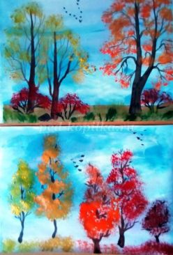 Рисование осеннего пейзажа поэтапно с фото для детей 6-7 лет