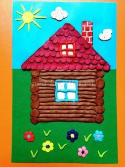 Пластилинография для детей 5-7 лет «Домик в деревне». Мастер-класс с пошаговыми фото