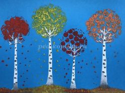 Рисование деревьев воздушно-пузырчатой плёнкой в детском саду поэтапно с фото