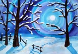 Мастер-класс по рисованию зимнего пейзажа «Лунная ночь» или «Околица»