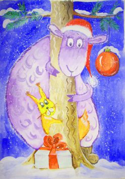 Мастер – класс по рисованию «Овечка и Бельчонок встречают Новый год»