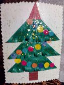 Изготовление новогодних открыток «Ёлка» из геометрических фигур своими руками с детьми 6-8 лет. Мастер-класс с пошаговым фото