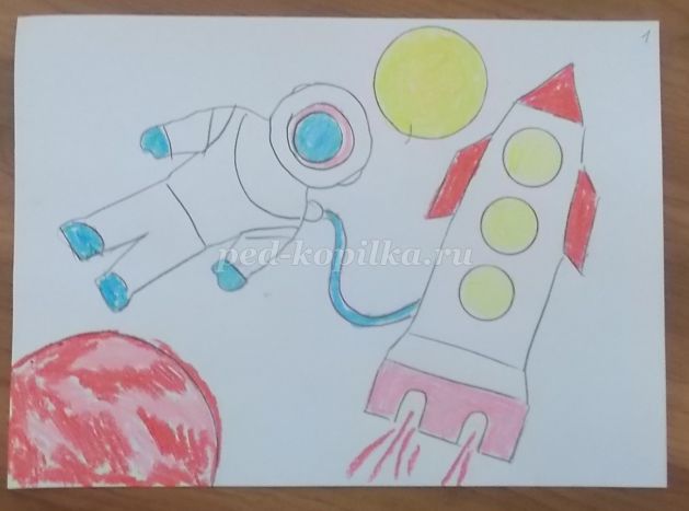 Рисунок космос с ребенком 5 лет