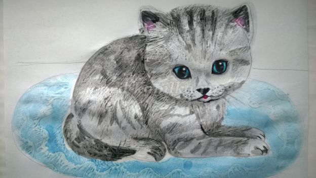 Как нарисовать котёнка поэтапно акварелью для детей 8 лет