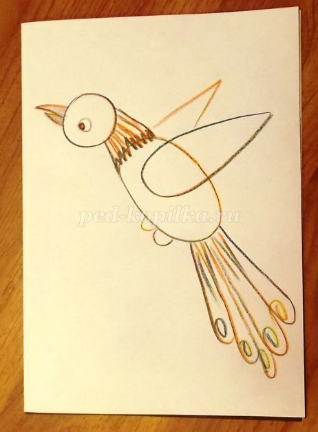 Нарисовать птичку ребенку 5 лет
