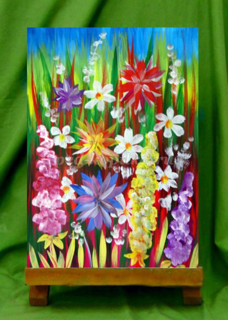 Цветы красками для ребенка 5 лет