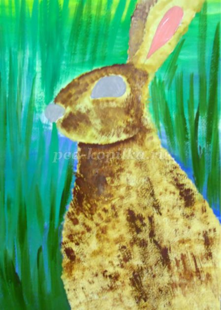 Рисунок зайца ребенка 5 лет