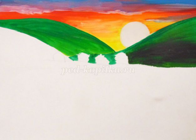 Как нарисовать пейзаж ребенку 5 лет