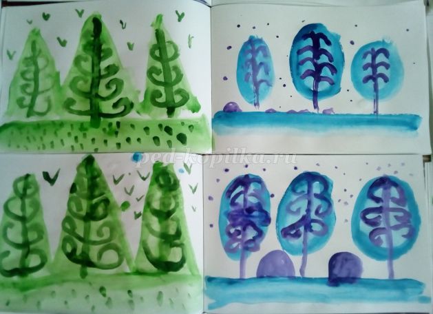 Нарисовать дерево с ребенком 5 лет поэтапно