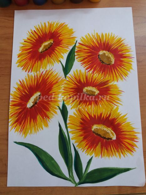 Как нарисовать цветы гуашью поэтапно с фото для детей 6-7 лет