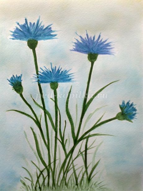 Василек из гофрированной бумаги просто. МК. Growing flower cornflower.