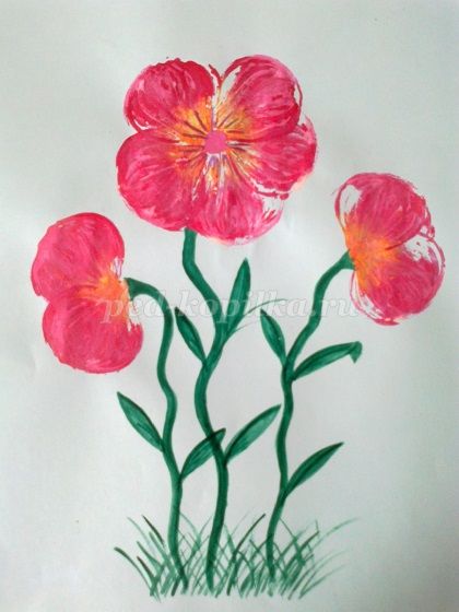 Цветы поэтапное рисование ребенку 5 лет