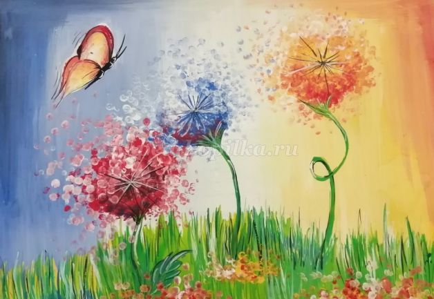 Рисование осенних цветов поэтапно с фото для детей 6-9 лет