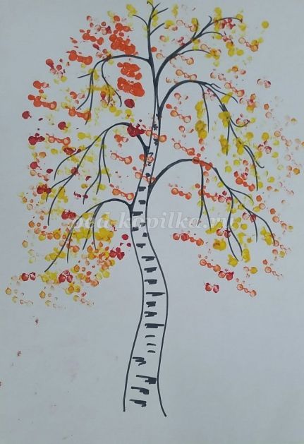 Как нарисовать берёзу осенью гуашью поэтапно для детей мастер-класс?