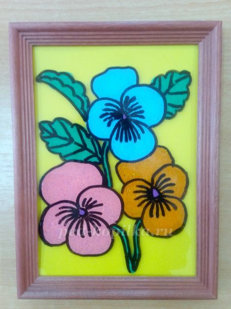 Пластилинография на стекле для детей 6-7 лет на тему «Цветы» пошагово с фото
