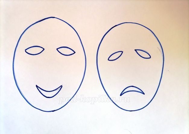 Лёгкие рисунки маски половинные. Нарисовать маску для носа в три этапа. Нарисовать маски с холодным светом. Рисуем маску 3 класс работы детей.