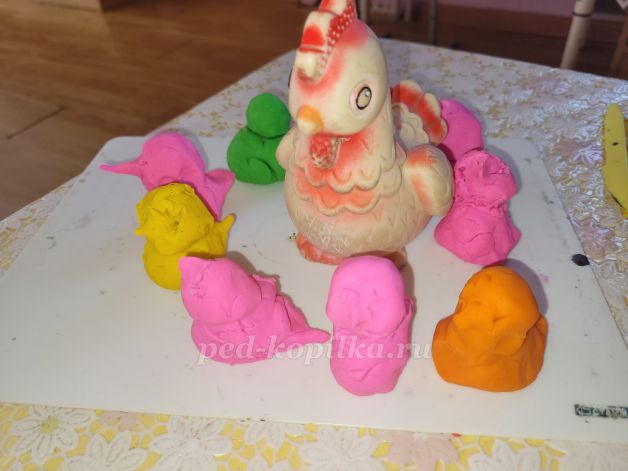 Около курочки много цыплят лепка в младшей группе. Лепка Курочка с ведром. Курица лепка задание. Композиция раскрытие образа лепка.